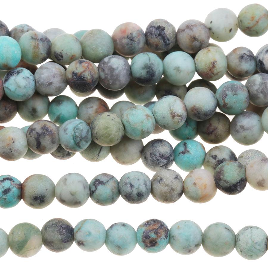 MATTE African Turquoise 4mm Round 8-Inch - Goody Beads