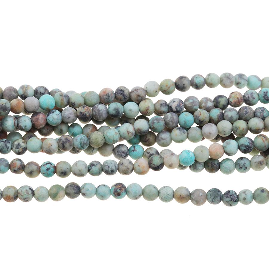 MATTE African Turquoise 4mm Round 8-Inch - Goody Beads