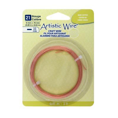 21 Gauge Bare Copper Flat Artistic Wire - Goody Beads