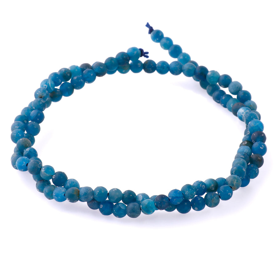 Matte Blue Apatite 3-4mm Round - 15-16 Inch