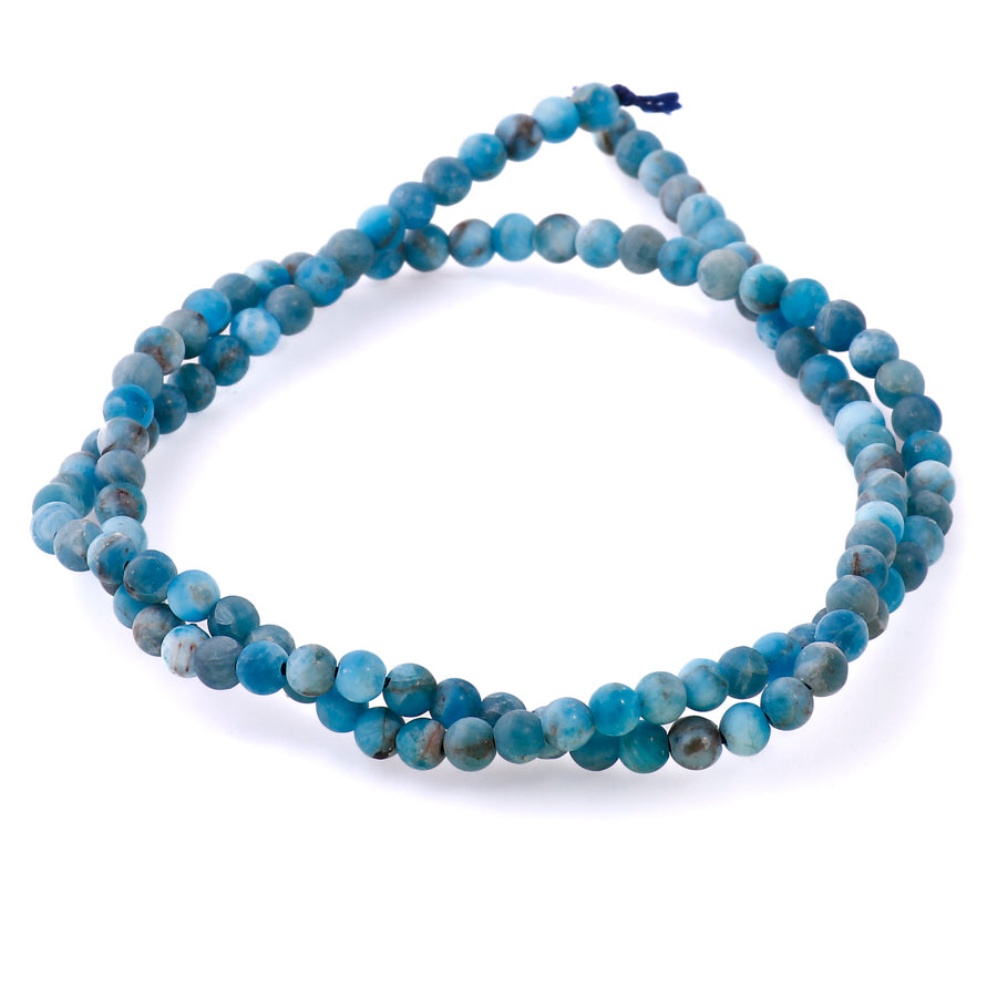 Matte Blue Apatite Light 3-4mm Round - 15-16 Inch