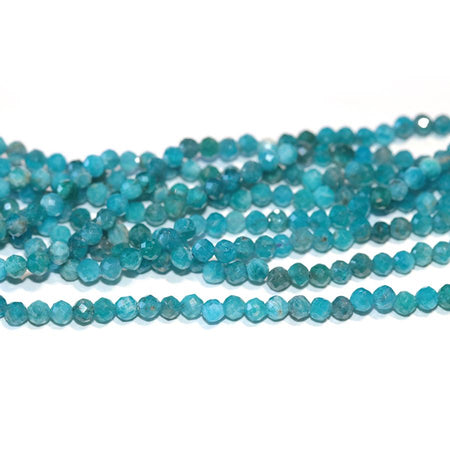 Blue Apatite 3mm Diamond Cut Faceted Round 15-16 Inch