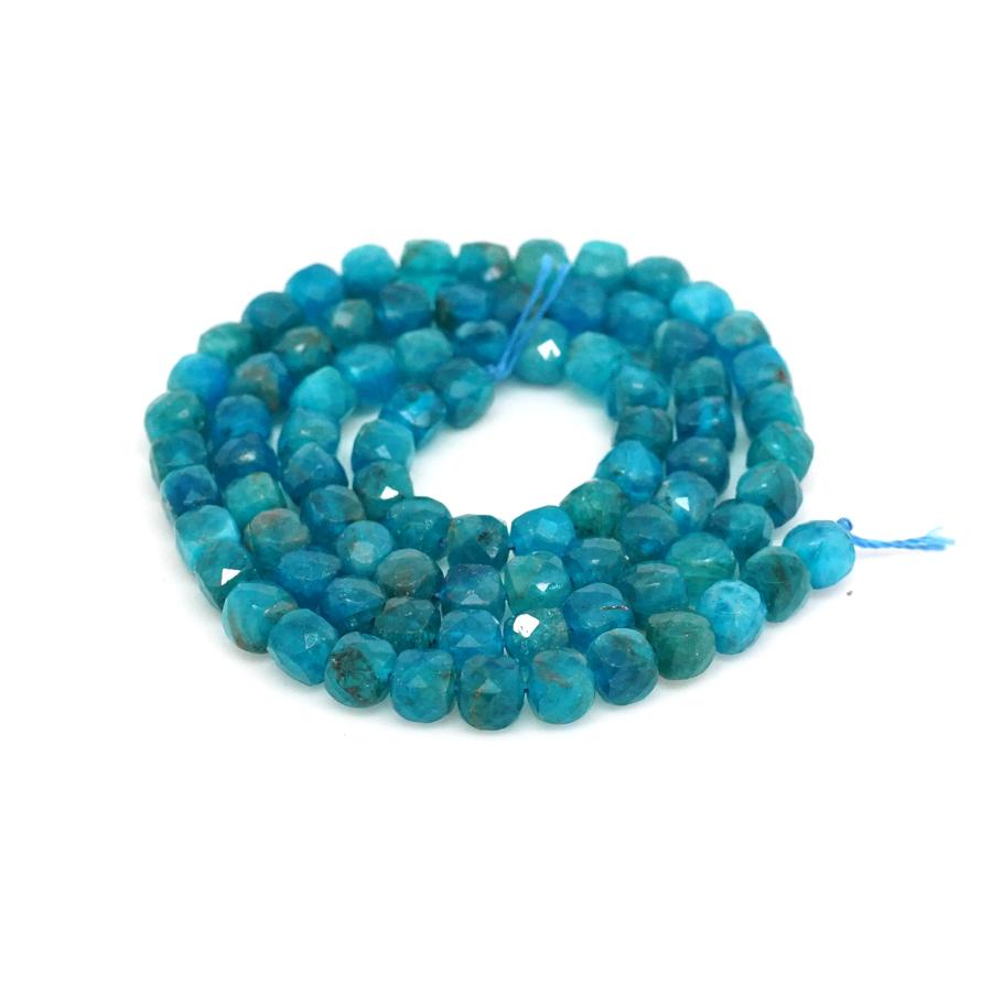 Blue Apatite Faceted 4mm Cube - 15-16 Inch