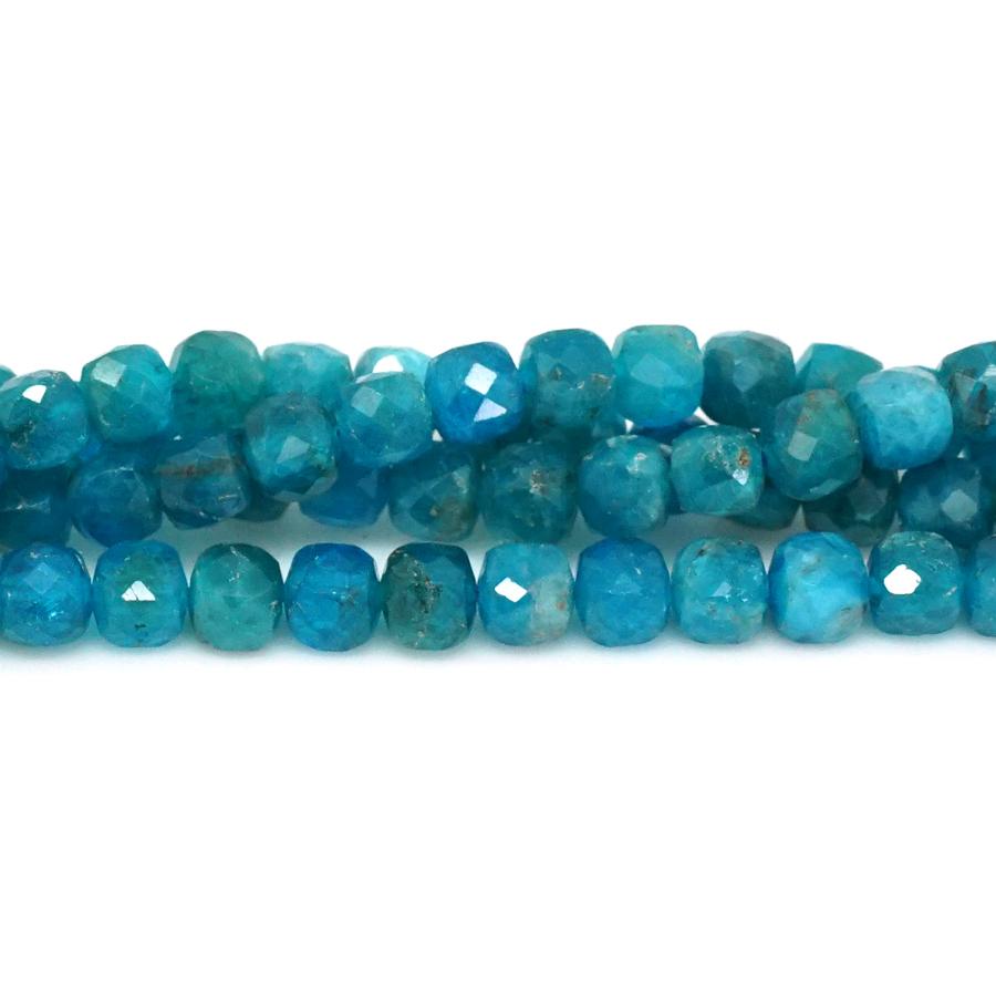 Blue Apatite Faceted 4mm Cube - 15-16 Inch