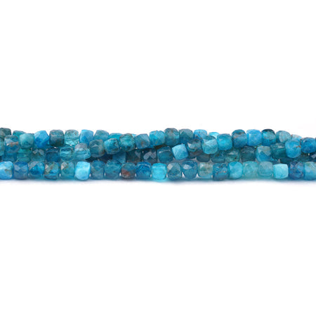 Blue Apatite 4mm Diamond Cut Cube - Limited Editions - Goody Beads