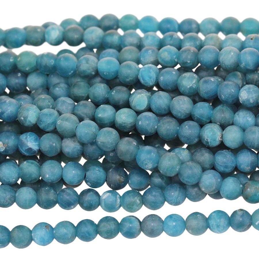 Blue Apatite Matte 4mm Round - 15-16 Inch