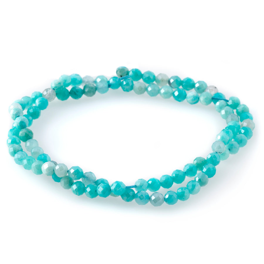 Brazilian Amazonite Plated 4mm Round Faceted - 15-16 Inch - Goody Beads