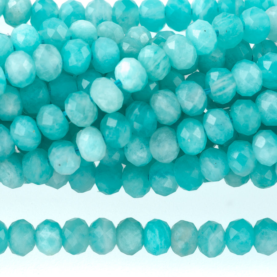 Brazilian Amazonite 4mm Rondelle Faceted AA Grade - 15-16 Inch