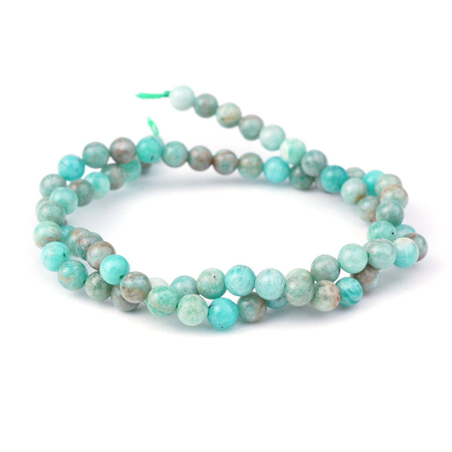 6mm Multi Brazilian Amazonite Natural Round - 15-16 Inch - Goody Beads