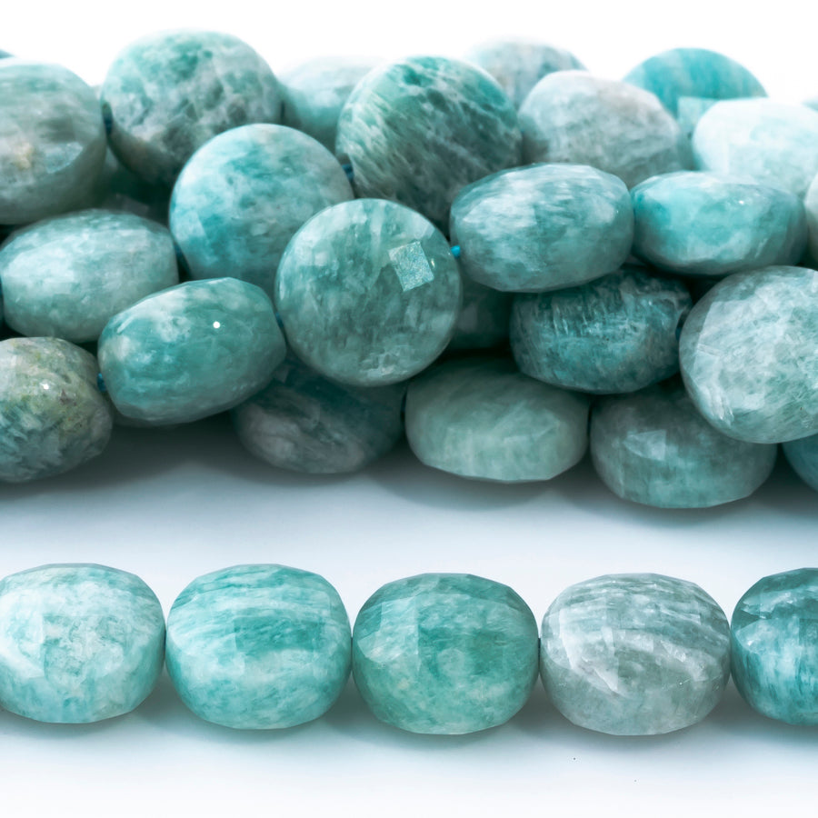 Brazilian Amazonite 8mm Coin Faceted - 15-16 Inch