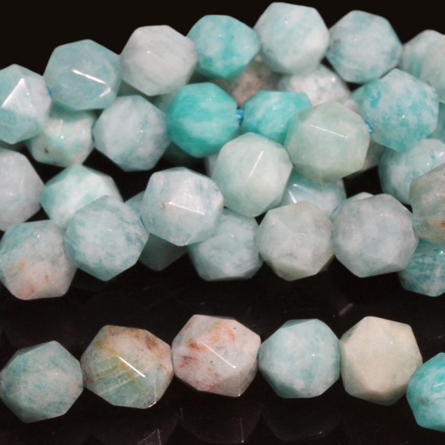 Brazilian Amazonite 8mm Star Cut Round 15-16 Inch