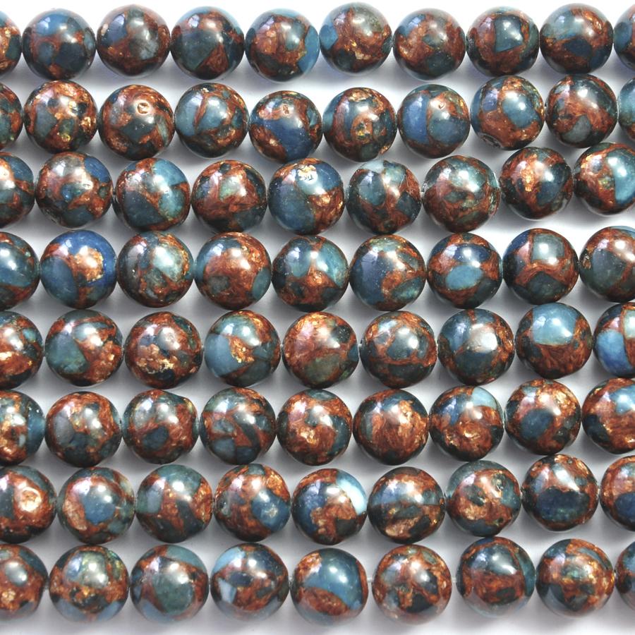 Blue Bronzite Impression Jasper 10mm Round 15-16 Inch (dyed)