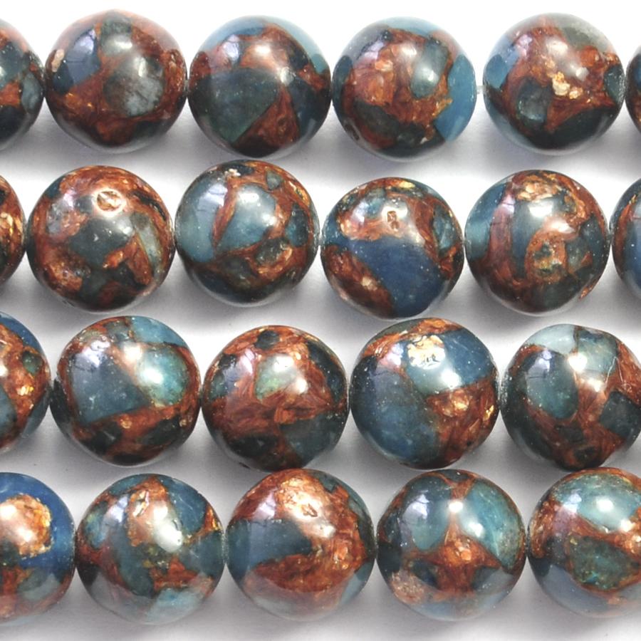 Blue Bronzite Impression Jasper 10mm Round 15-16 Inch (dyed)