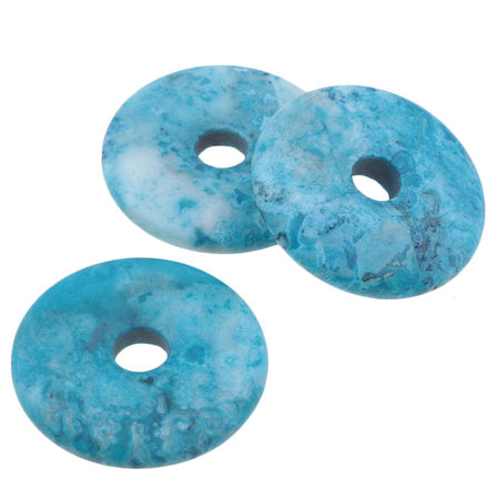 MATTE Blue Crazy Lace Agate 40mm Donut Pendant - Goody Beads