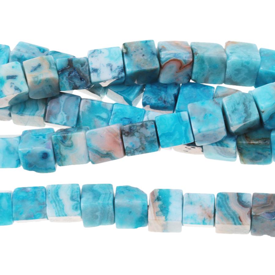 Blue Crazy Lace Agate 6mm Cube 8-Inch