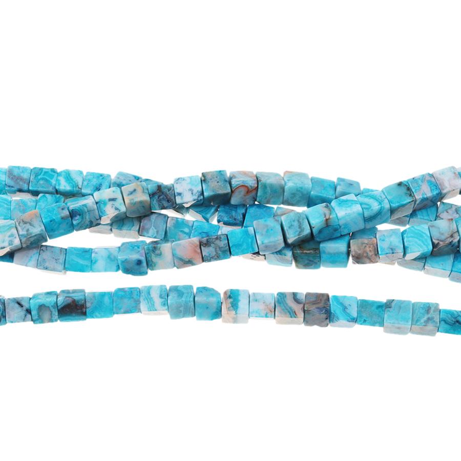 Blue Crazy Lace Agate 6mm Cube 8-Inch