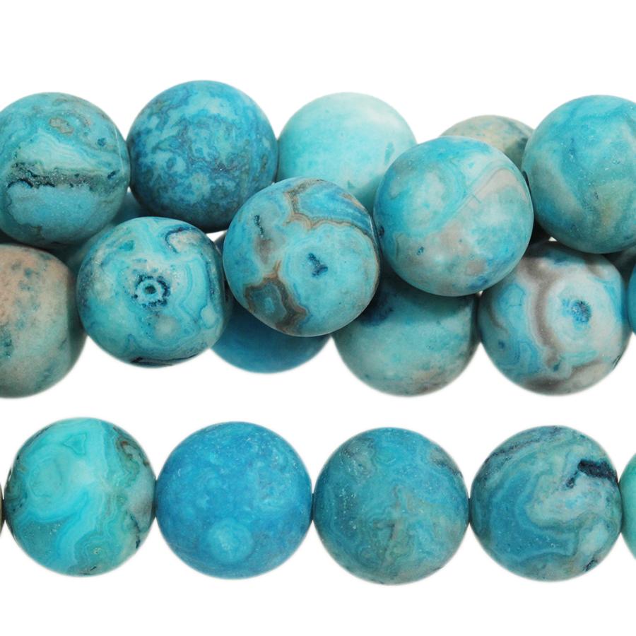 MATTE Blue Crazy Lace Agate 8mm Round 8-Inch - Goody Beads