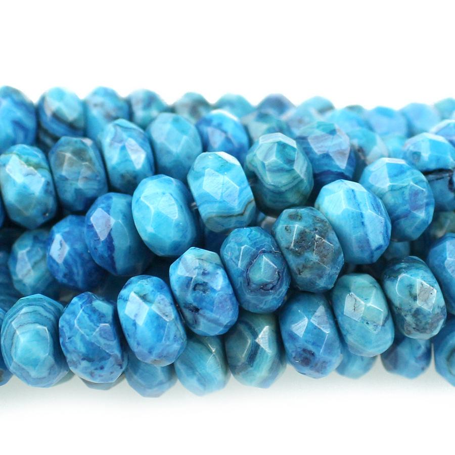 Blue Crazy Lace Agate 8mm Faceted Rondelle 8-Inch
