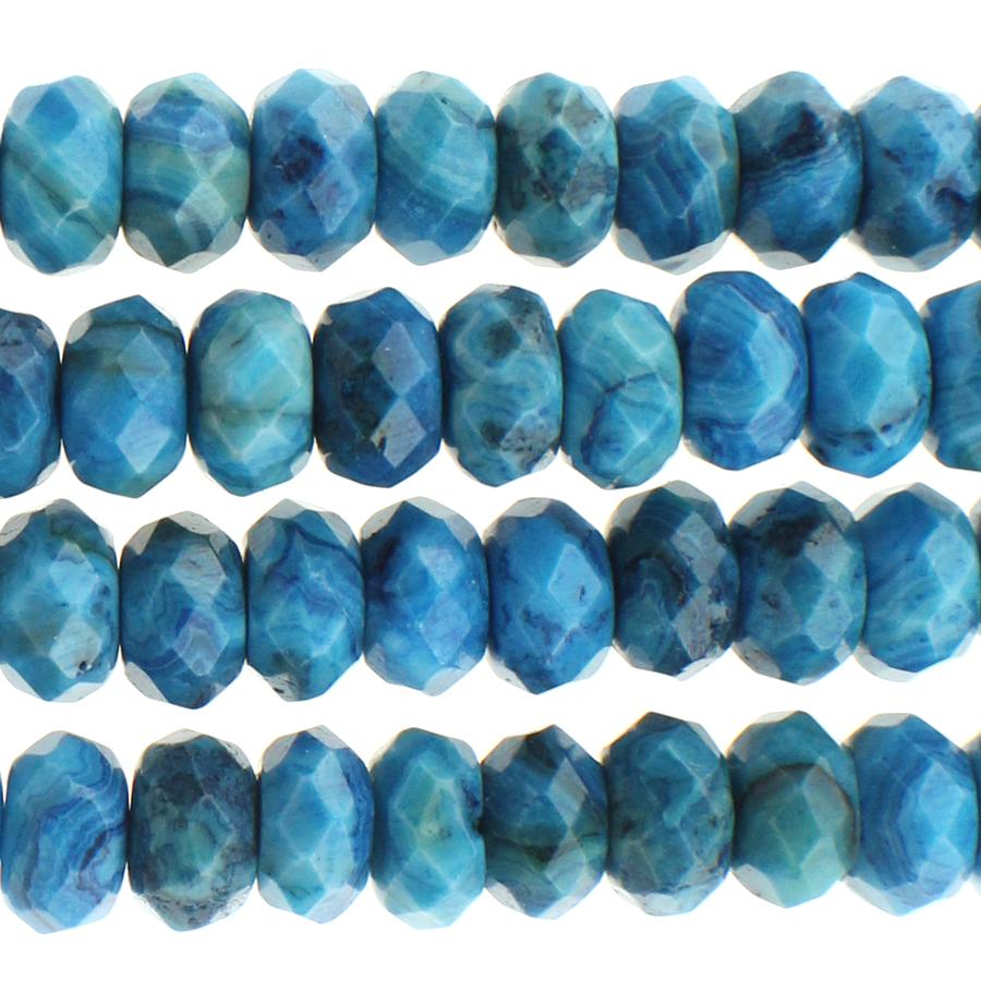 Blue Crazy Lace Agate 8mm Faceted Rondelle 8-Inch