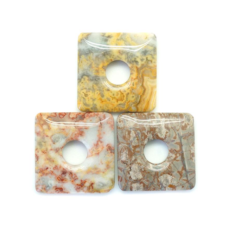 Birds Eye Rhyolite  40mm Square Donut - Pendant