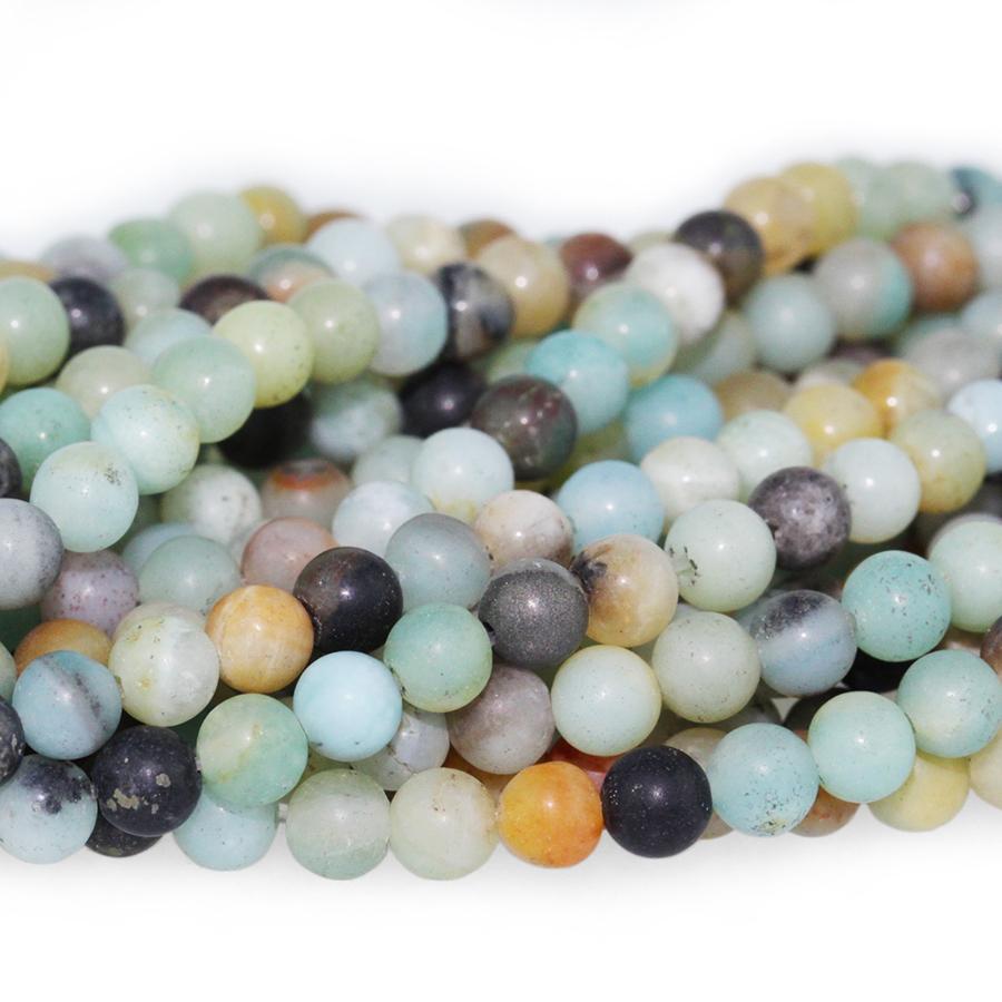 MATTE Black-Gold Amazonite 4mm Round