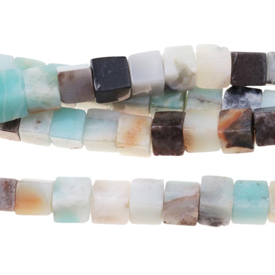 Black-Gold Amazonite 6mm Cube 8-Inch