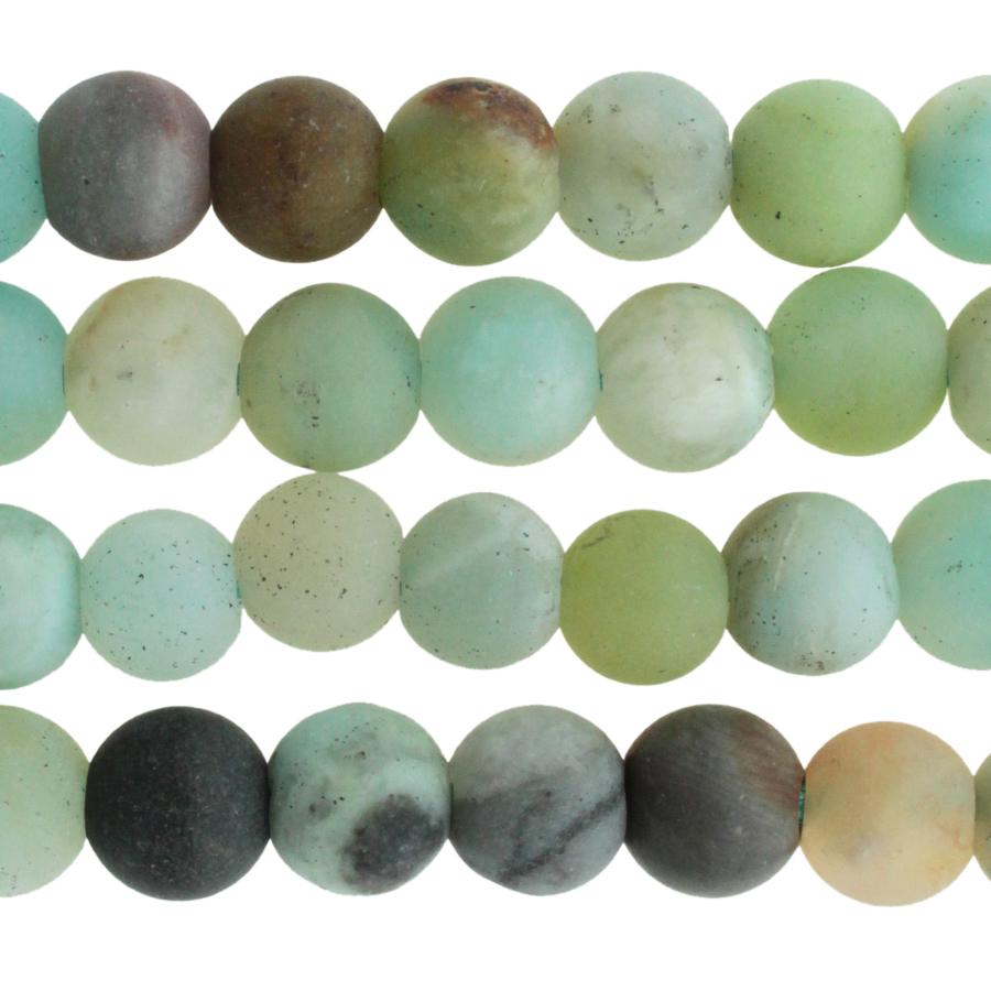 MATTE Black Gold Amazonite 8mm Large Hole Round 8-Inch