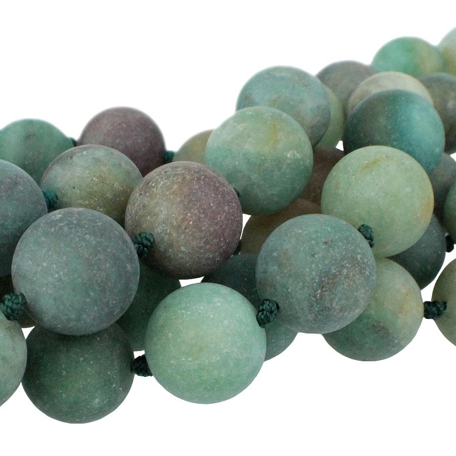 MATTE Blue-Green Quartz 14mm Round 15-16 Inch