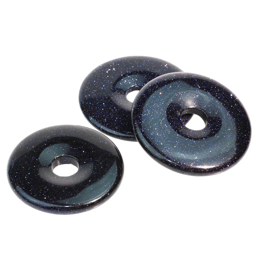 Blue Goldstone 40mm Donut Pendant - Goody Beads