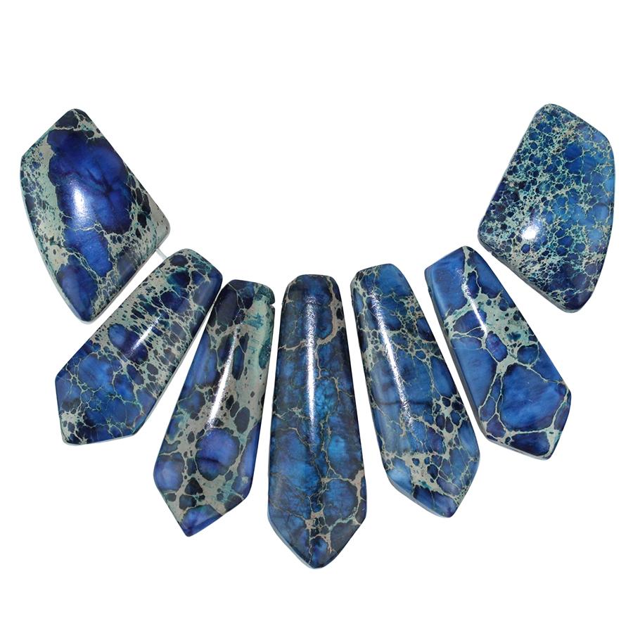 Blue Impression Jasper Pointed 7 Piece Pendant Set