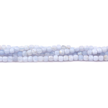 Blue Lace Agate 4mm Diamond Cut Cube - Limited Editions - Goody Beads