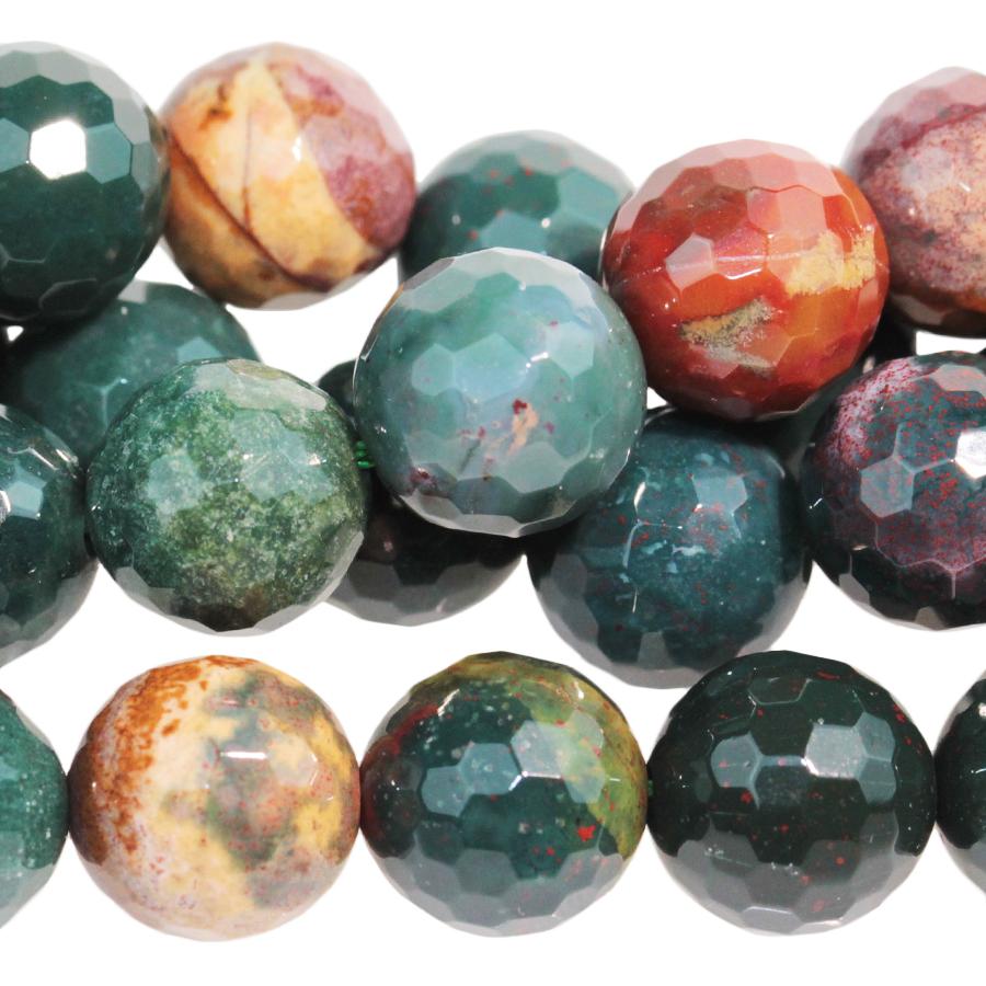 Bloodstone 10mm Faceted Round 15-16 Inch