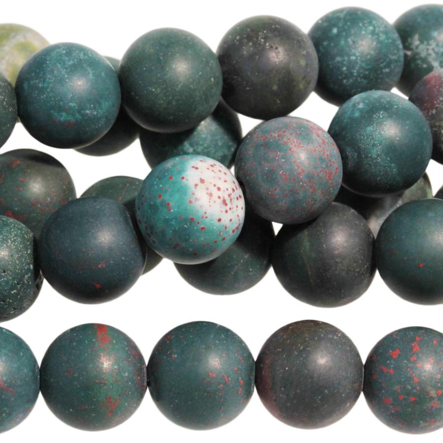 MATTE Bloodstone 10mm Round 15-16 Inch