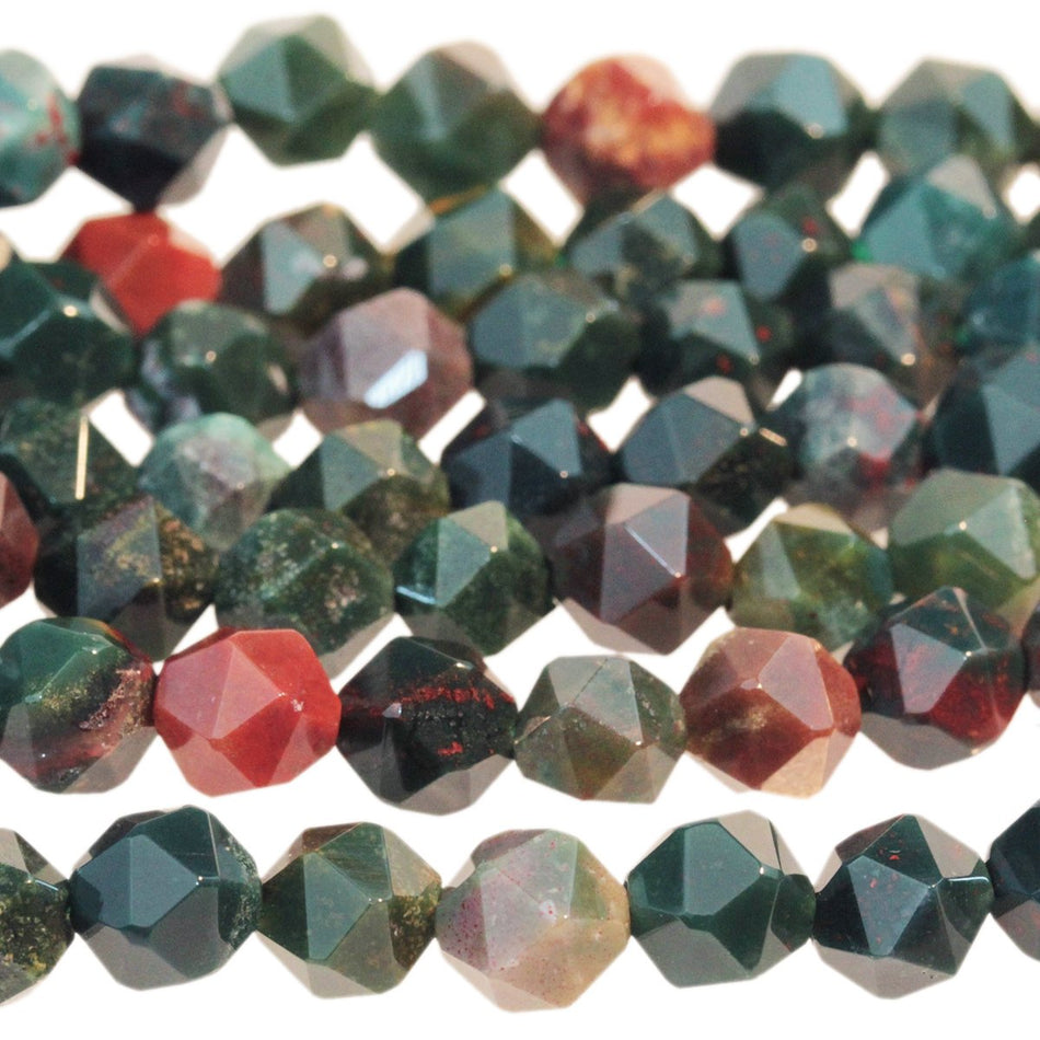 Bloodstone 6mm Star Cut Round 15-16 Inch