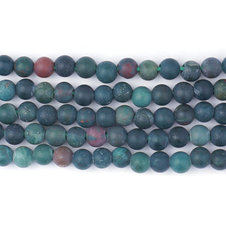 Bloodstone 6mm Round Matte - Large Hole Beads - Goody Beads