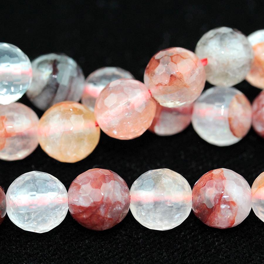 Blood Quartz 8mm Faceted Round 15-16 Inch