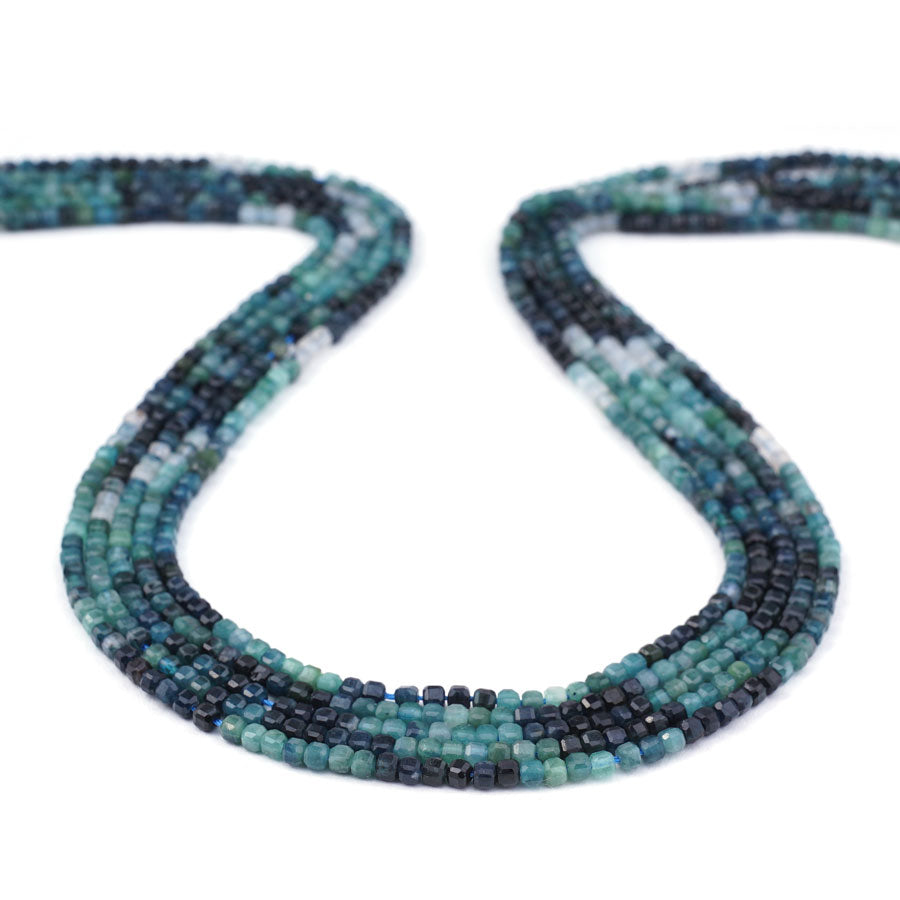 2mm Blue Tourmaline Table Cut Cube Banded - 15-16 Inch - Goody Beads