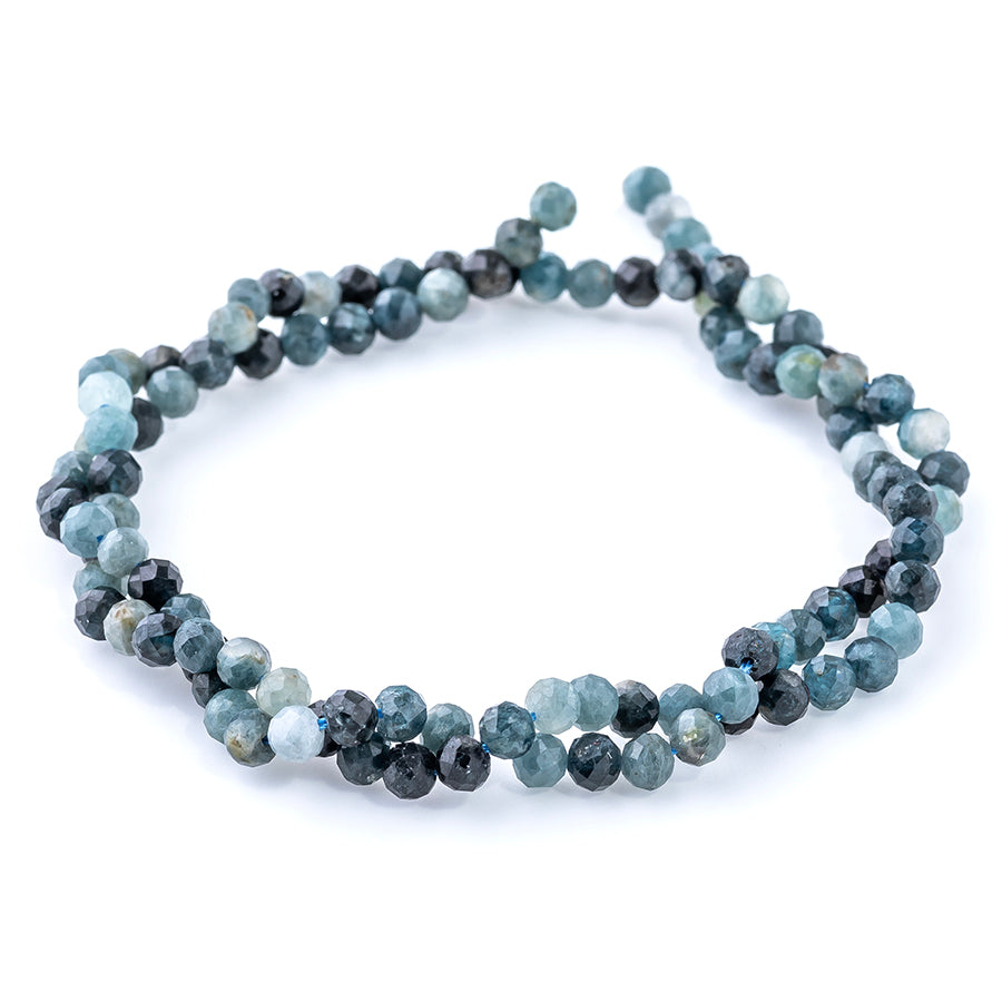 Blue Tourmaline 4mm Round Faceted - 15-16 Inch