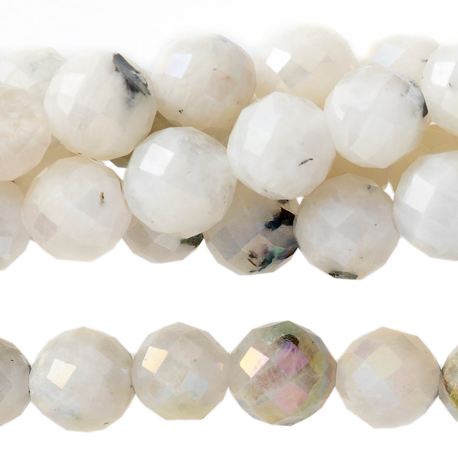 Blue Moonstone Plated Black Dot 6mm Round Faceted - 15-16 Inch - Goody Beads