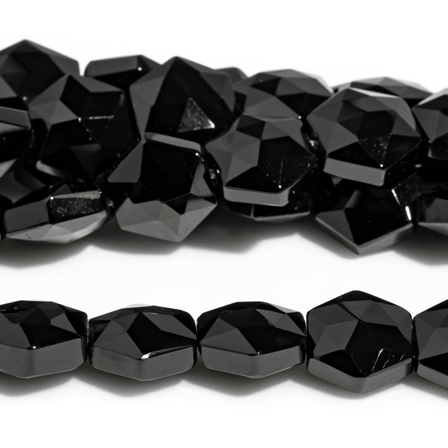 Black Spinel 12mm Faceted Hexagon - 15-16 Inch