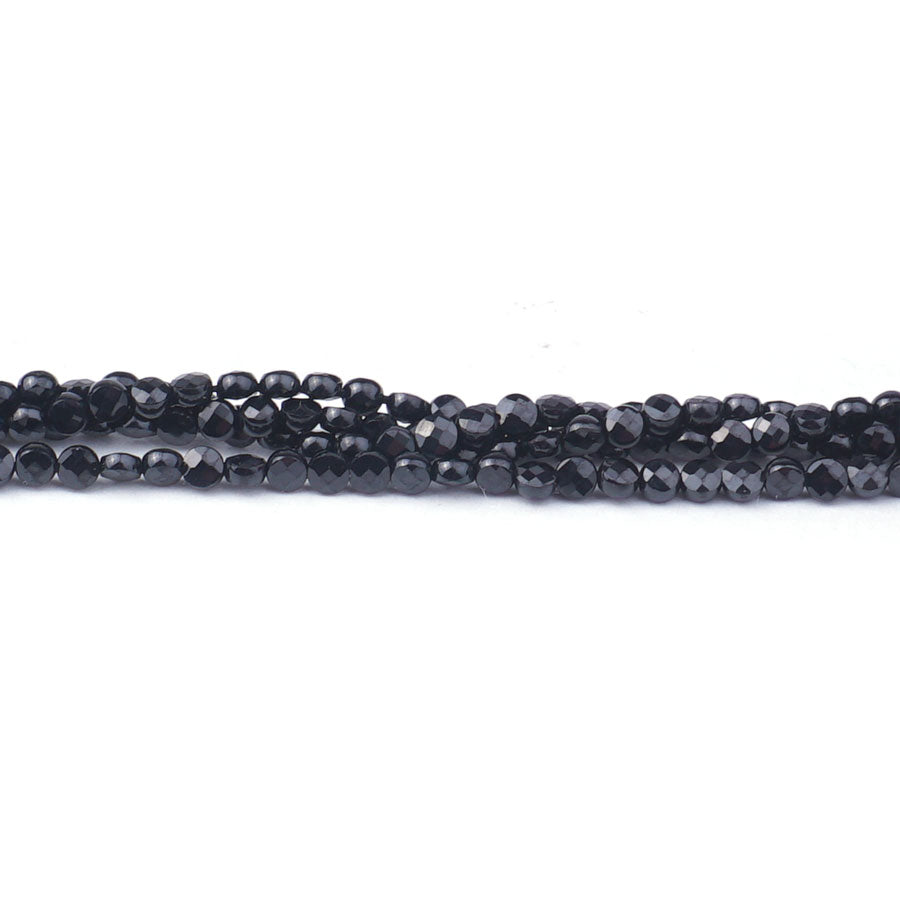 Black Spinel Natural 2mm Coin Microfaceted - 15-16 Inch - Goody Beads
