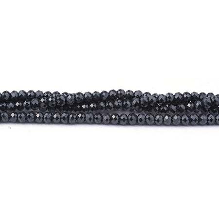 Black Spinel 3x4mm Diamond Cut Rondelle - Limited Editions - Goody Beads