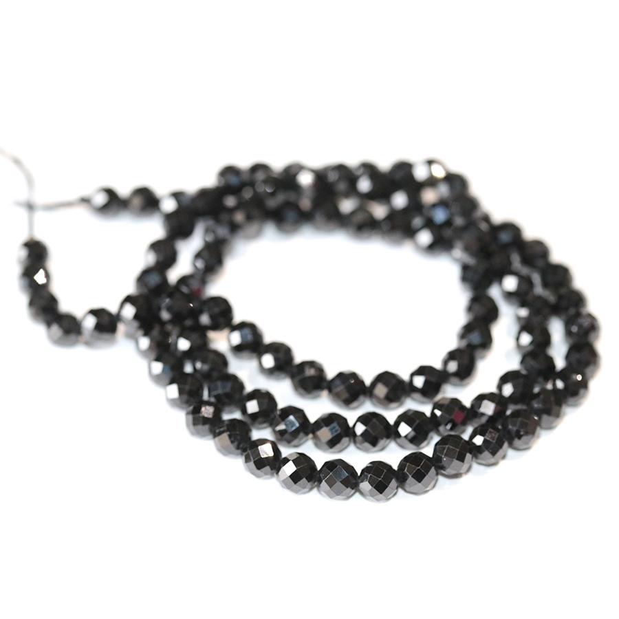 Black Spinel 4mm Diamond Faceted Round 15-16 Inch