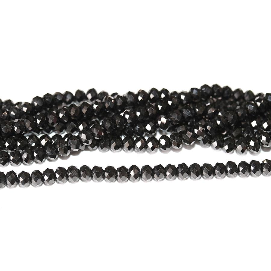 Black Spinel 4mm Diamond Faceted Rondelle 15-16 Inch