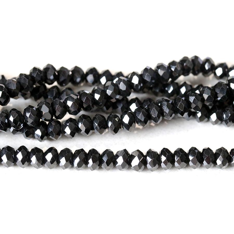 Black Spinel 5mm Diamond Cut Faceted Rondelle 15-16 Inch