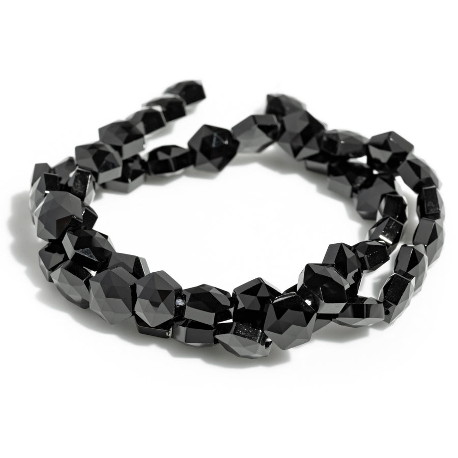 Black Spinel 8mm Faceted Hexagon - 15-16 Inch