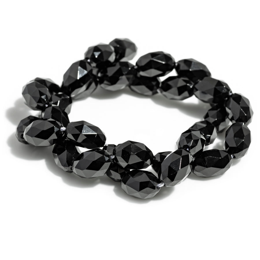 Black Spinel 8x12 Faceted Rice - 15-16 Inch