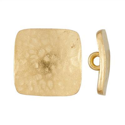 11mm Satin Gold Textured Square Button - Goody Beads