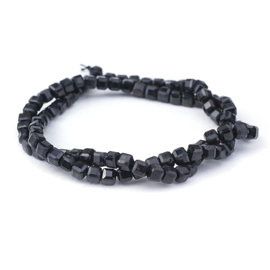 4mm Black Tourmaline Natural Table Cut Cube - 15-16 Inch - Goody Beads