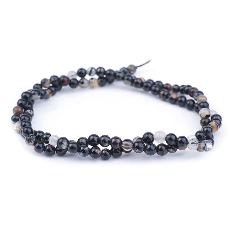 Black Tourmaline Flower 4mm Round - Limited Editions - Goody Beads